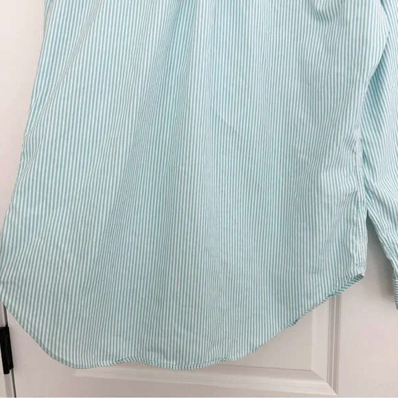 Ralph Lauren Oversized Fit Blue / Green & White Striped Button-Down Oxford Shirt - Picture 12 of 16